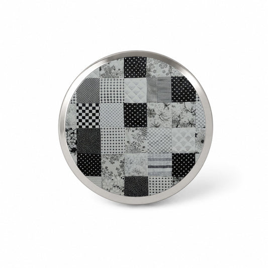 Patchwork Quilt Black White Novelty Hat Backpack Lapel Pin