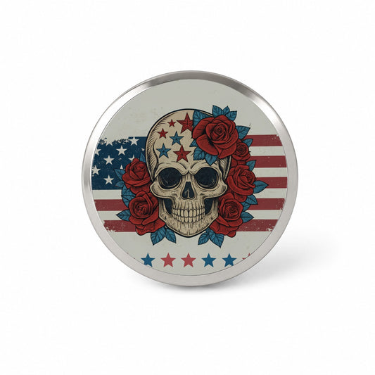 Patriotic Skull American Flag Distressed Novelty Hat Backpack Lapel Pin