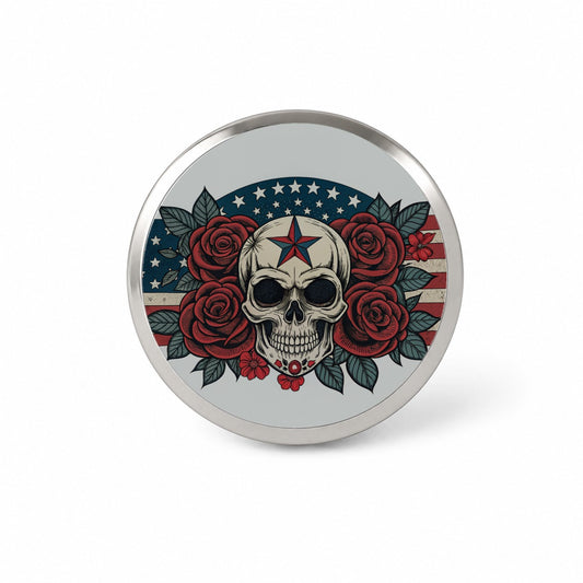 Patriotic Skull USA American Flag Novelty Hat Backpack Lapel Pin