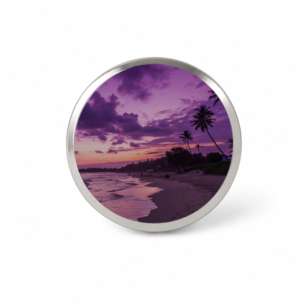 Purple Sunset Seascape Beach Novelty Hat Backpack Lapel Pin