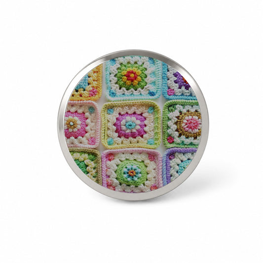 Rainbow Crochet Granny Squares Novelty Hat Backpack Lapel Pin