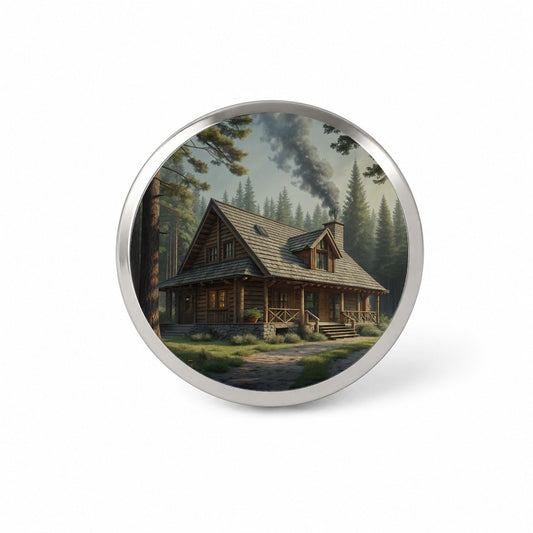 Rustic Hunting Lodge Log Cabin Novelty Hat Backpack Lapel Pin