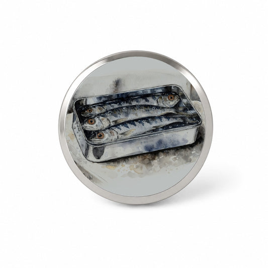 Sardines Fish In Tin Watercolor Novelty Hat Backpack Lapel Pin