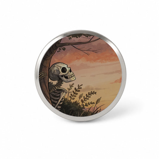 Skeleton Meadow Sunset Halloween Novelty Hat Backpack Lapel Pin