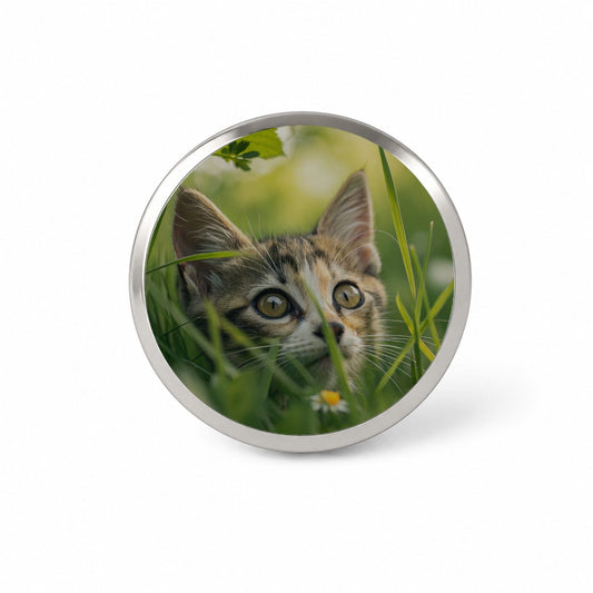 Tabby Cat In Nature Novelty Hat Backpack Lapel Pin