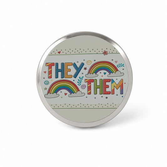 They Them Rainbow Colorful Pride Novelty Hat Backpack Lapel Pin