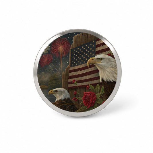 Vintage Americana Eagle Collage Patriotic Novelty Hat Backpack Lapel Pin