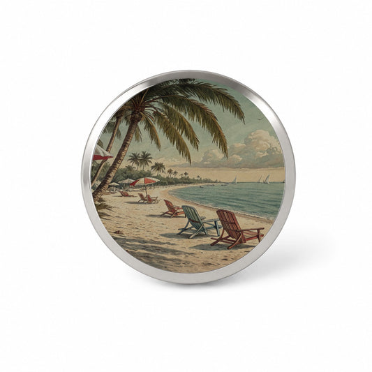 Vintage Beach Scene Holiday Novelty Hat Backpack Lapel Pin