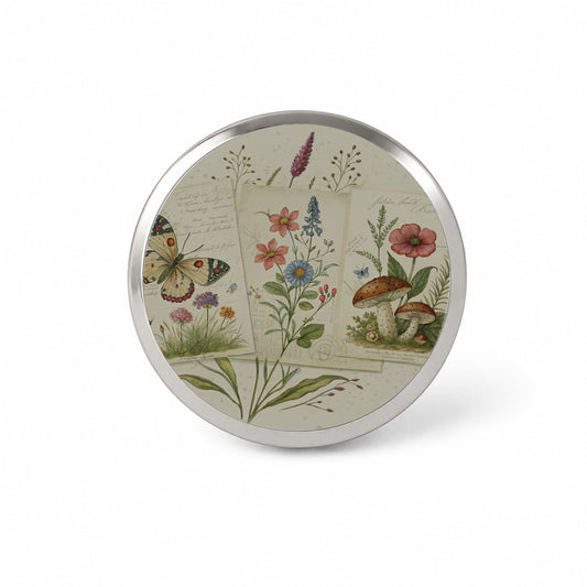 Vintage Botanical Illustration Collage Novelty Hat Backpack Lapel Pin