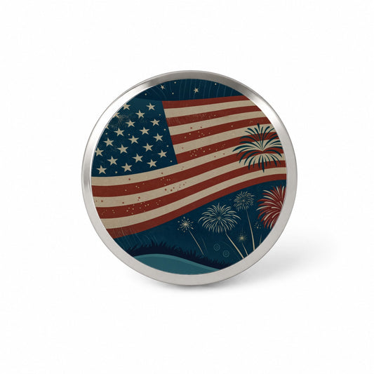Vintage Patriotic Flag Fireworks Novelty Hat Backpack Lapel Pin