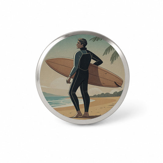 Vintage Surfer Beach Scene Novelty Hat Backpack Lapel Pin