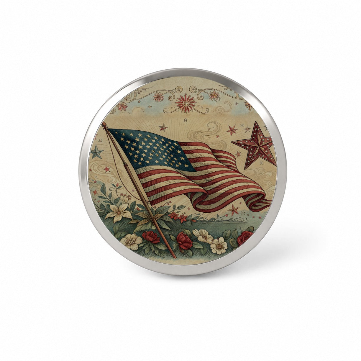 Vintage USA Flag Stars Patriotic Novelty Hat Backpack Lapel Pin