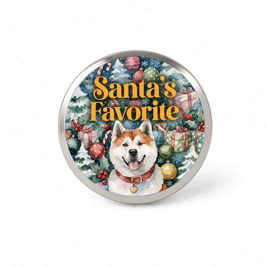 Akita Dog Christmas Santa's Favorite Novelty Hat Backpack Lapel Pin