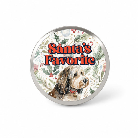 Aussiedoodle Dog Christmas Santa's Favorite Novelty Hat Backpack Lapel Pin