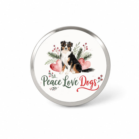 Australian Shepherd Peace Love Dogs Christmas Novelty Hat Backpack Lapel Pin