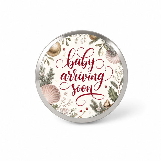 Baby Arriving Soon Christmas Novelty Hat Backpack Lapel Pin