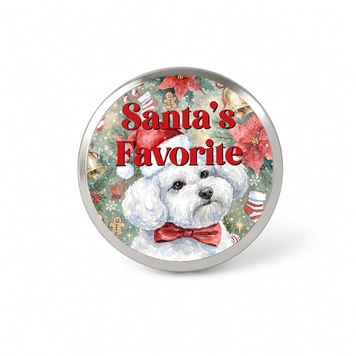 Bichon Frise Dog Christmas Santa's Favorite Novelty Hat Backpack Lapel Pin