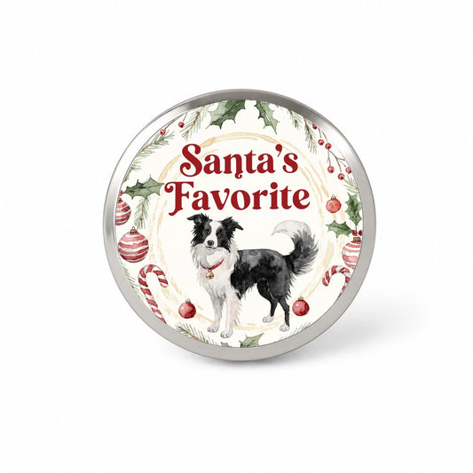Border Collie Dog Christmas Santa's Favorite Novelty Hat Backpack Lapel Pin