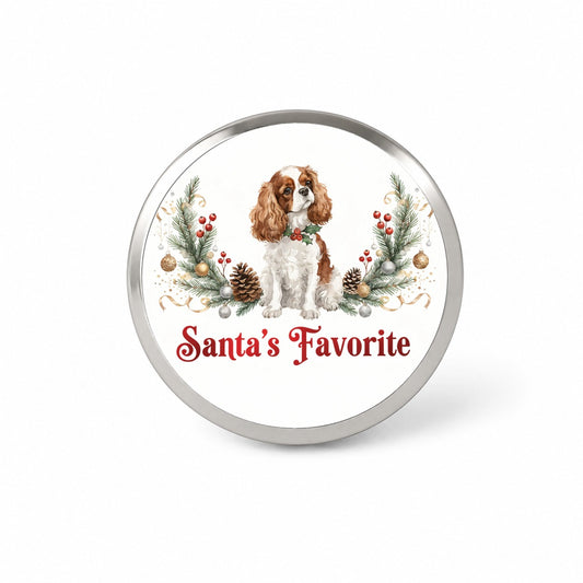 Cavalier King Charles Spaniel Dog Christmas Santa's Favorite Novelty Hat Backpack Lapel Pin