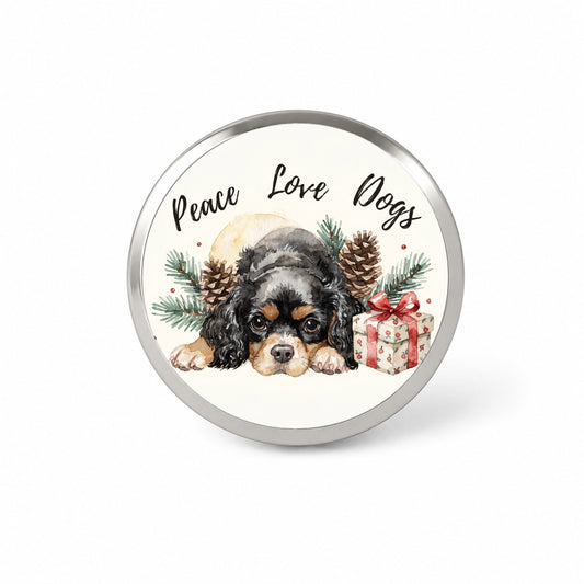 Cavalier King Charles Spaniel Peace Love Dogs Novelty Hat Backpack Lapel Pin