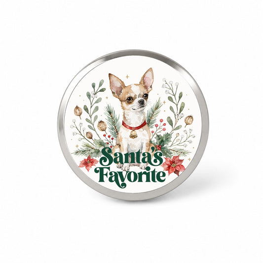 Chihuahua Dog Christmas Santa's Favorite Novelty Hat Backpack Lapel Pin