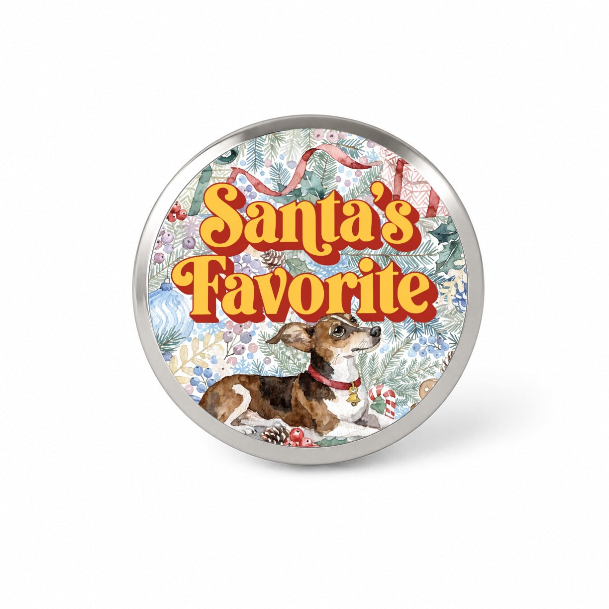 Chiweenie Dog Christmas Santa's Favorite Novelty Hat Backpack Lapel Pin