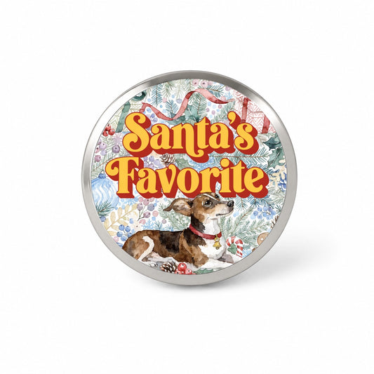 Chiweenie Dog Christmas Santa's Favorite Novelty Hat Backpack Lapel Pin