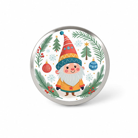 Christmas Gnome Smiling Novelty Hat Backpack Lapel Pin