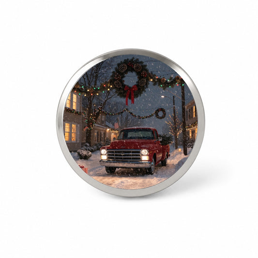 Christmas Red Truck Snow Novelty Hat Backpack Lapel Pin