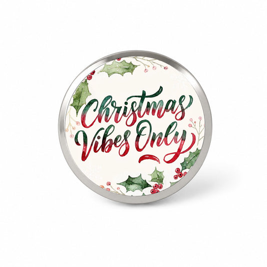 Christmas Vibes Only Script Novelty Hat Backpack Lapel Pin