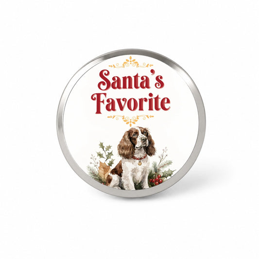 English Springer Spaniel Dog Christmas Santa's Favorite Novelty Hat Backpack Lapel Pin