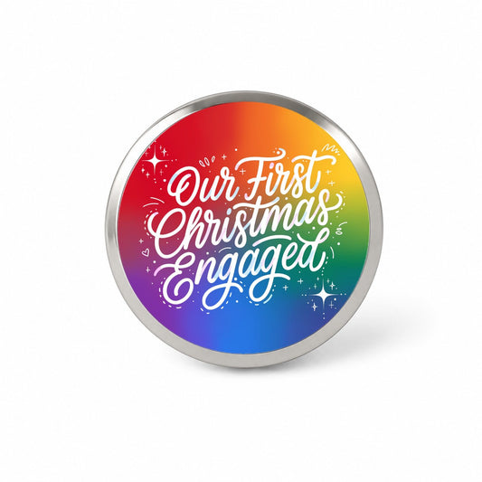 First Christmas Engaged Pride LGBTQ Rainbow Novelty Hat Backpack Lapel Pin