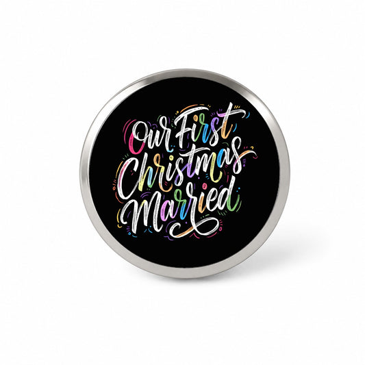 First Christmas Married Elegant Black Novelty Hat Backpack Lapel Pin