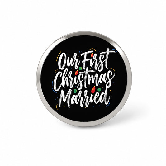 First Christmas Married On Black Novelty Hat Backpack Lapel Pin