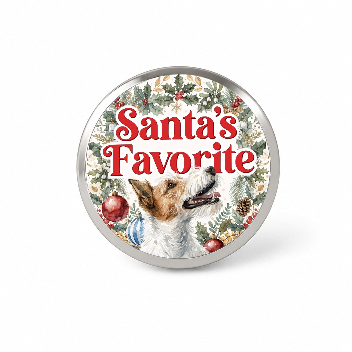 Fox Terrier Dog Christmas Santa's Favorite Novelty Hat Backpack Lapel Pin