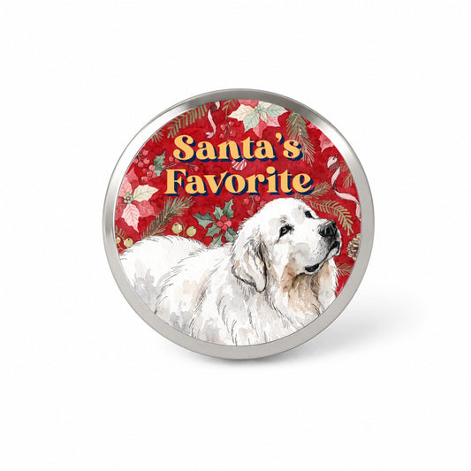 Great Pyrenees Dog Christmas Santa's Favorite Novelty Hat Backpack Lapel Pin