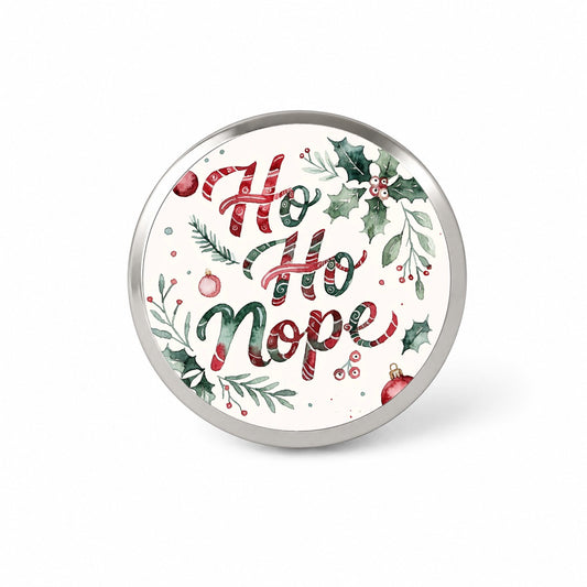 Ho Ho Nope Christmas Funny Red Green Novelty Hat Backpack Lapel Pin