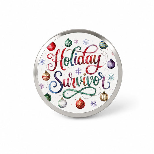 Holiday Survivor Christmas Funny Novelty Hat Backpack Lapel Pin