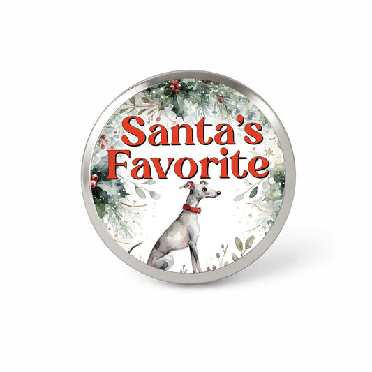 Italian Greyhound Dog Christmas Santa's Favorite Novelty Hat Backpack Lapel Pin