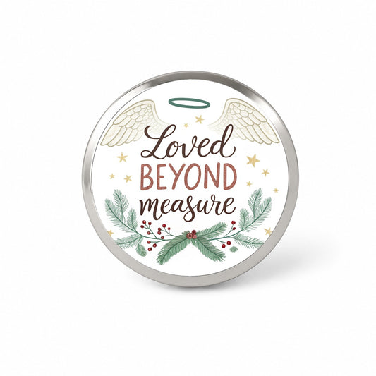 Loved Beyond Measure Christmas Halo Angel Novelty Hat Backpack Lapel Pin