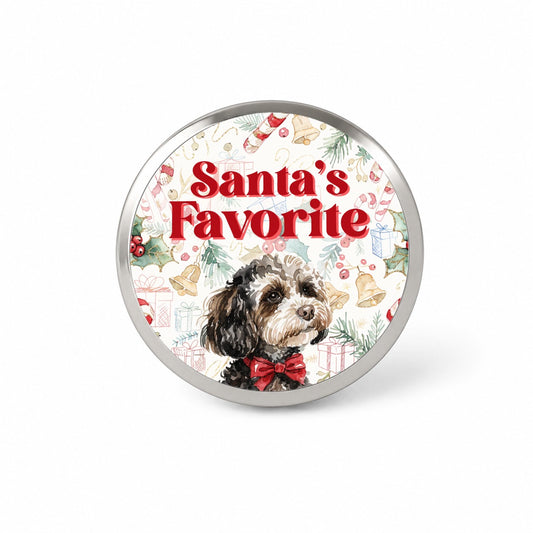 Maltipoo Dog Christmas Santa's Favorite Novelty Hat Backpack Lapel Pin