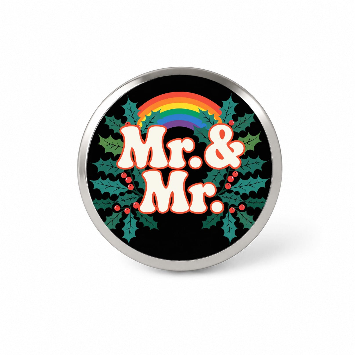Mr and Mr Pride Gay Rainbow Christmas Bold Novelty Hat Backpack Lapel Pin