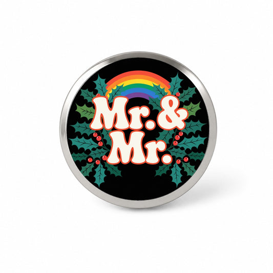 Mr and Mr Pride Gay Rainbow Christmas Bold Novelty Hat Backpack Lapel Pin
