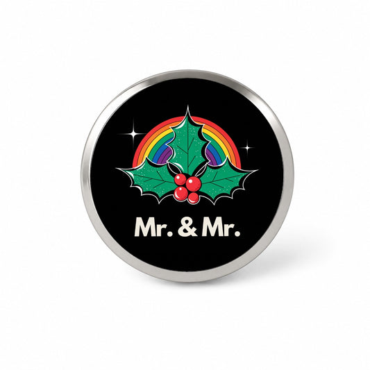 Mr and Mr Pride Gay Rainbow Christmas Novelty Hat Backpack Lapel Pin
