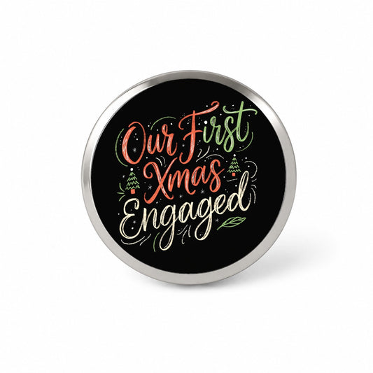 Our First Christmas Xmas Engaged Stylish Novelty Hat Backpack Lapel Pin