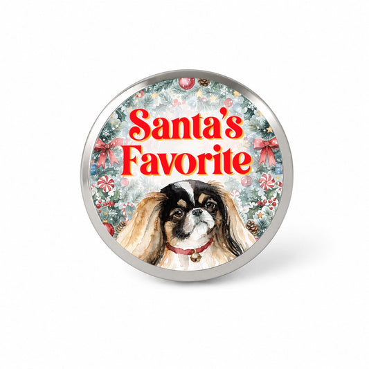 Pekingese Dog Christmas Santa's Favorite Novelty Hat Backpack Lapel Pin