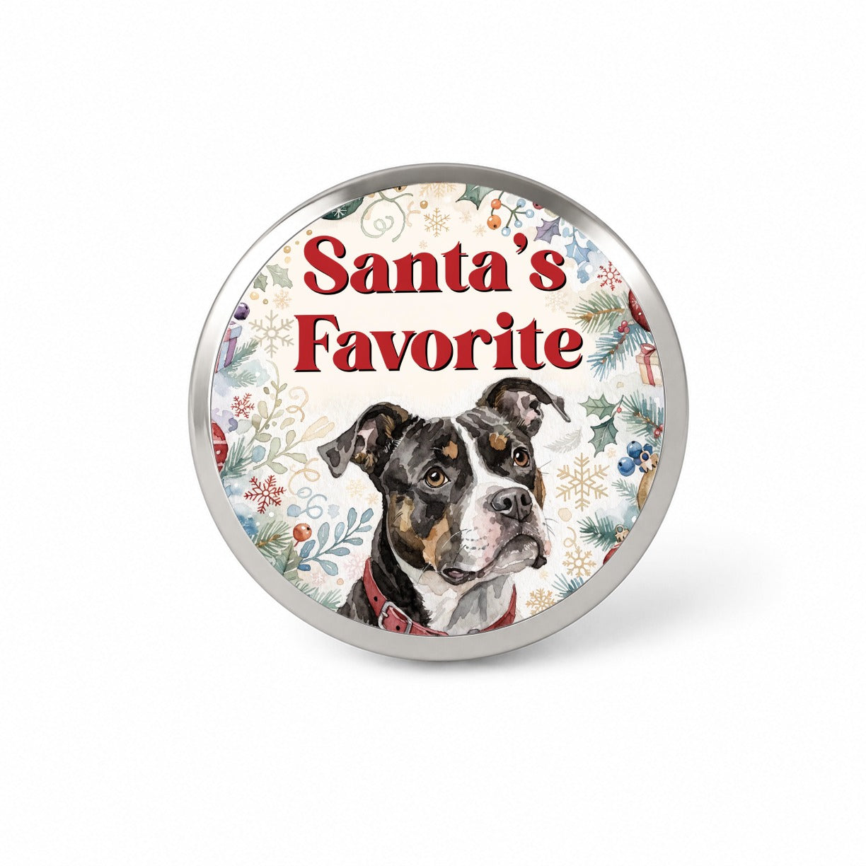 Pit Bull Mix Dog Christmas Santa's Favorite Novelty Hat Backpack Lapel Pin