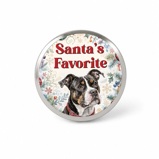 Pit Bull Mix Dog Christmas Santa's Favorite Novelty Hat Backpack Lapel Pin