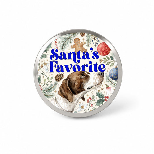 Pointer Dog Christmas Santa's Favorite Novelty Hat Backpack Lapel Pin