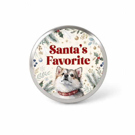 Pomsky Dog Christmas Santa's Favorite Novelty Hat Backpack Lapel Pin
